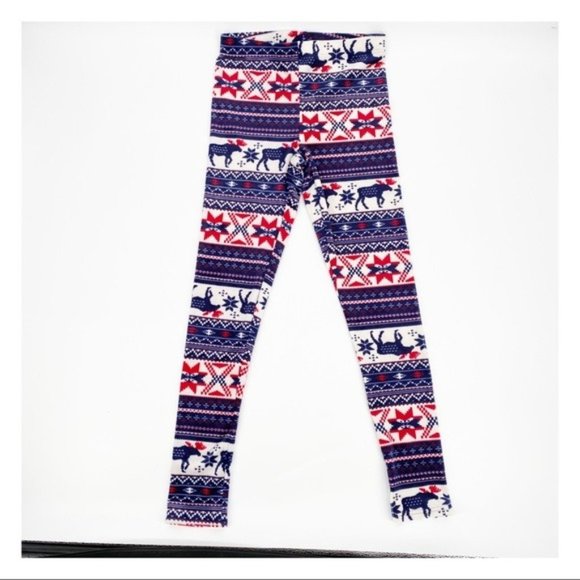 NOBO No Boundaries Fleece Leggings NWT M Moose Holiday Loungewear - Picture 1 of 5